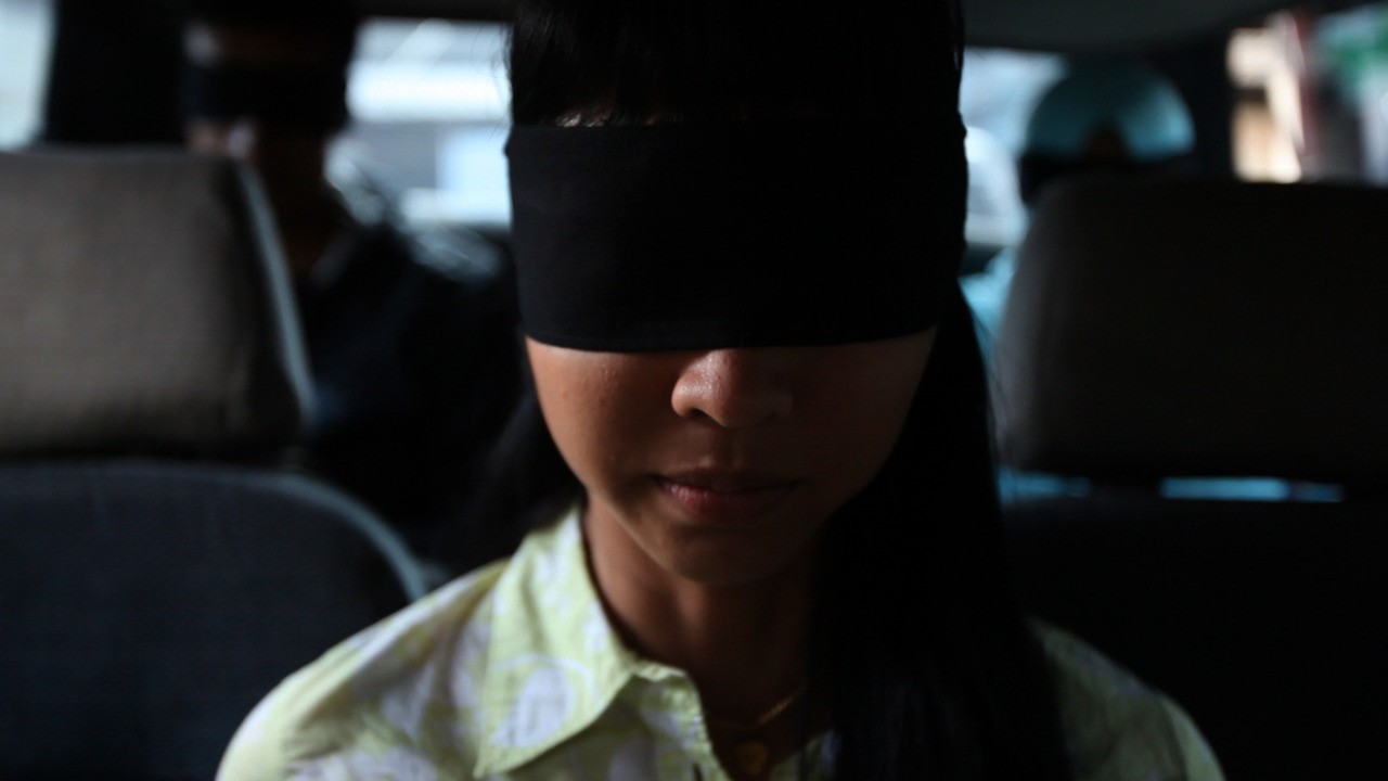 Blindfolded waiting for stranger pic