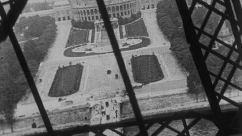 Panorama during the ascent of the Eiffel Tower