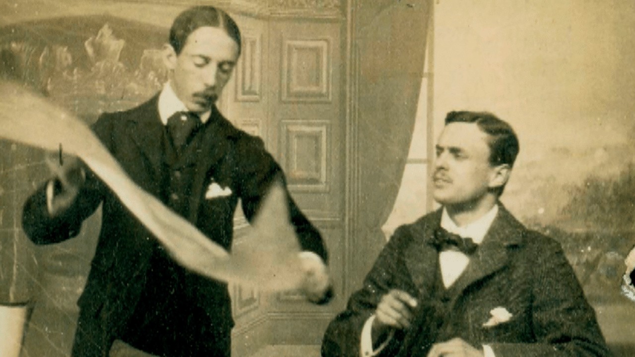 Santos Dumont Explaining His Air Ship to the Hon. C.S. Rolls