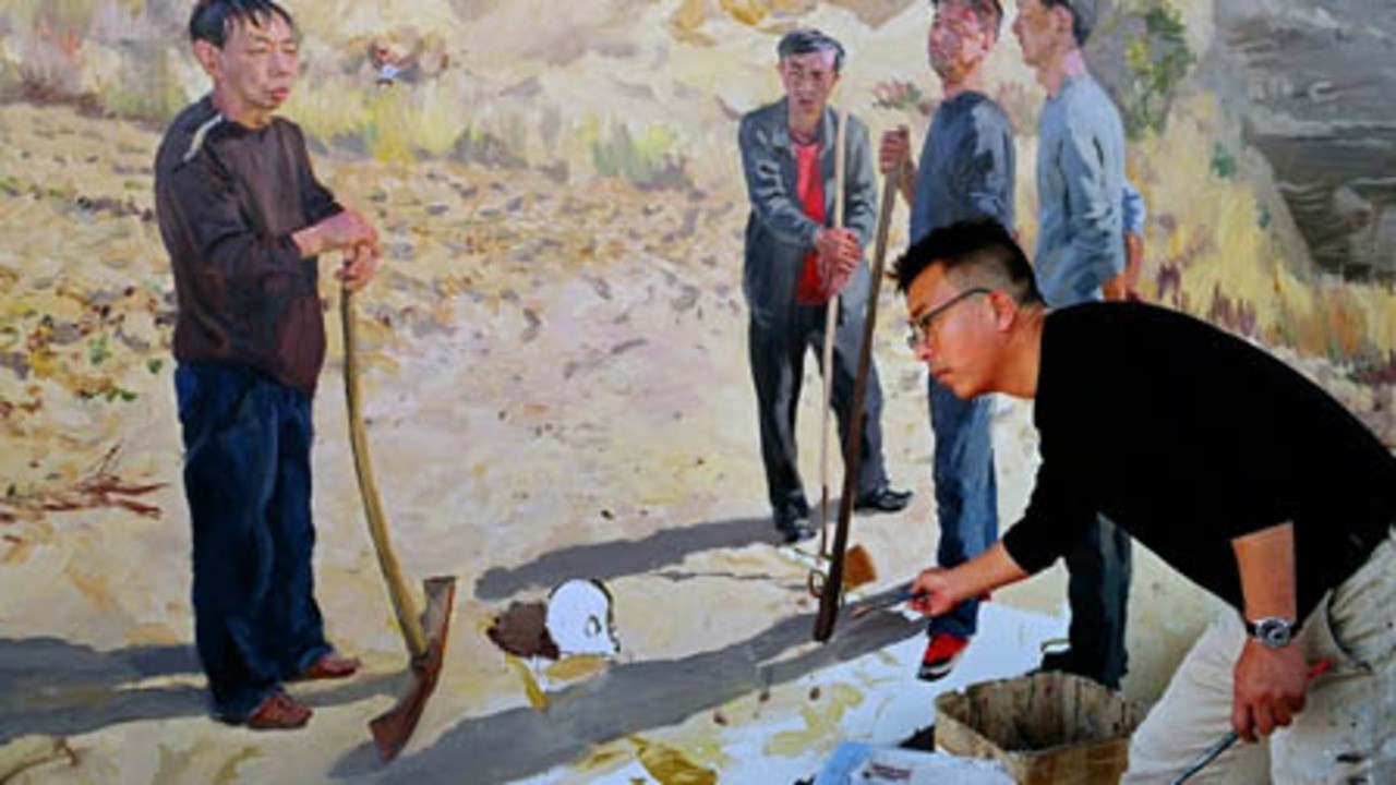 Японка перед мужем. Лю Сяодун. Лю Сяодун художник картины. Китайские студенты художники за работой. Liu Xiaodong (Chinese, b. 1963).