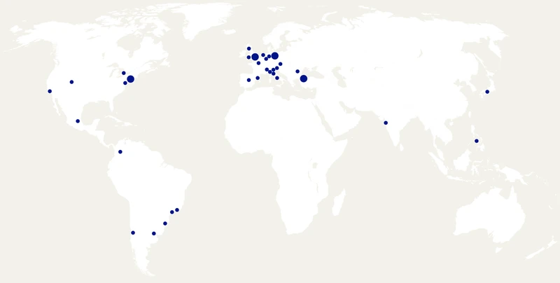 World map of MUBI employees