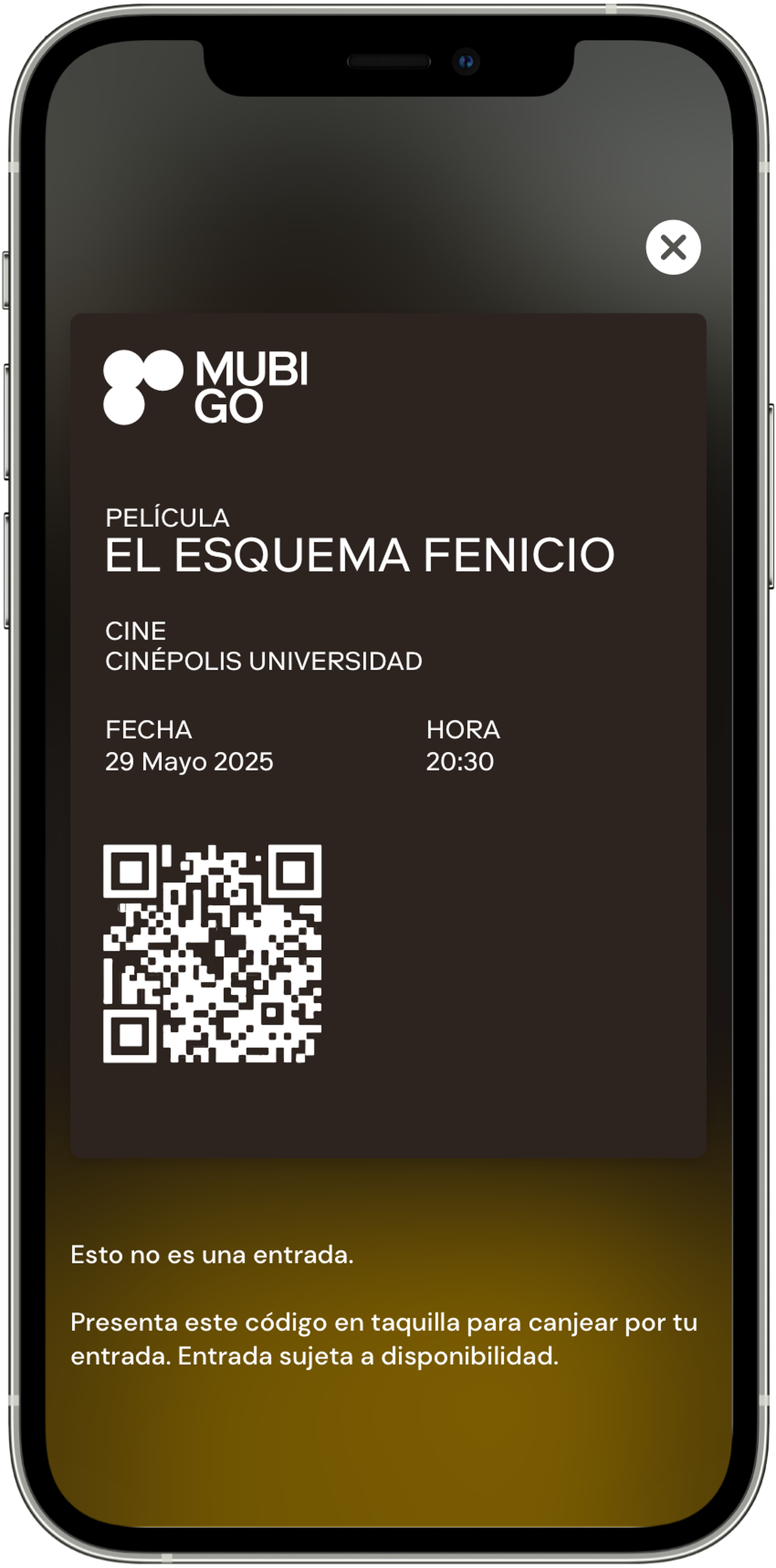 Captura de pantalla de la aplicación Mubi Go