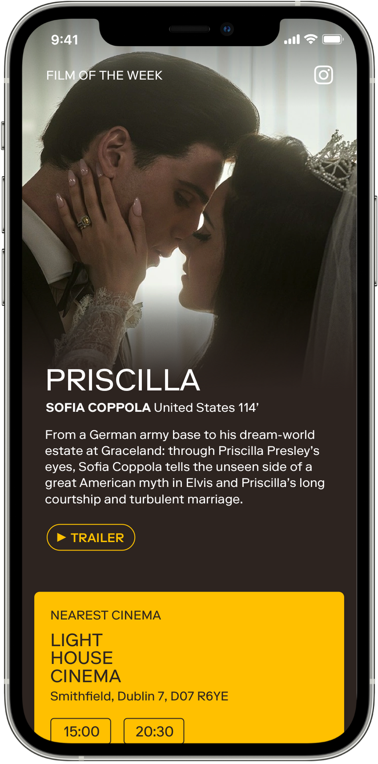 Screenshot dell'app Mubi Go