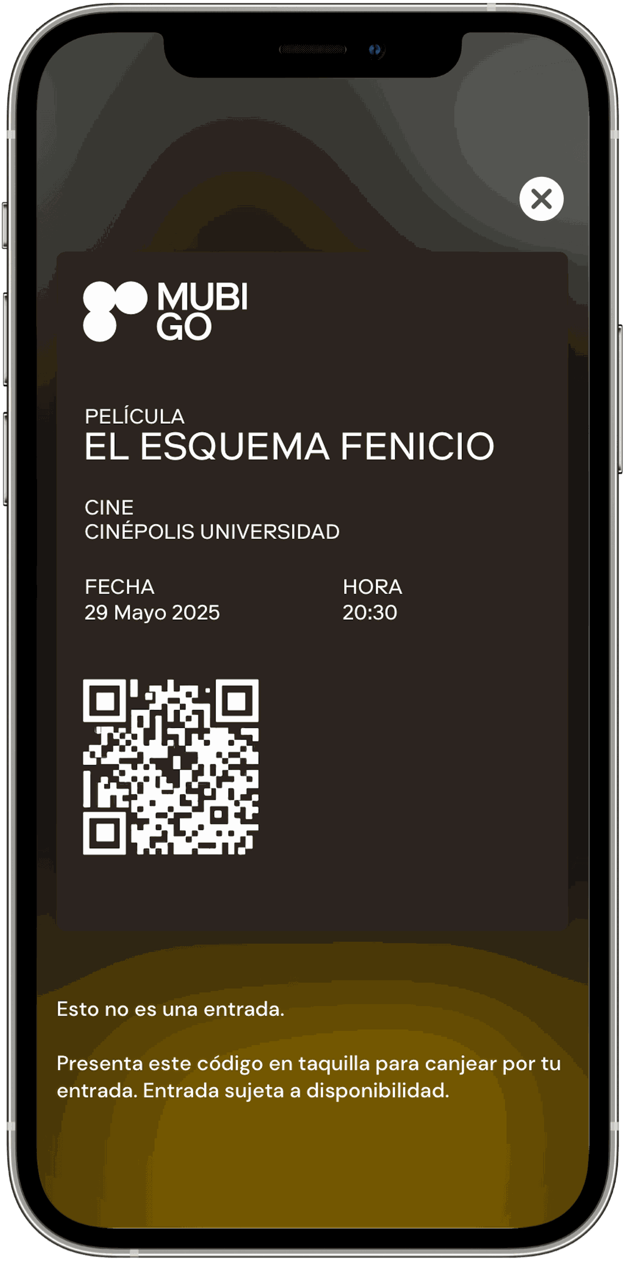 Capture d'écran de l'appli Mubi Go